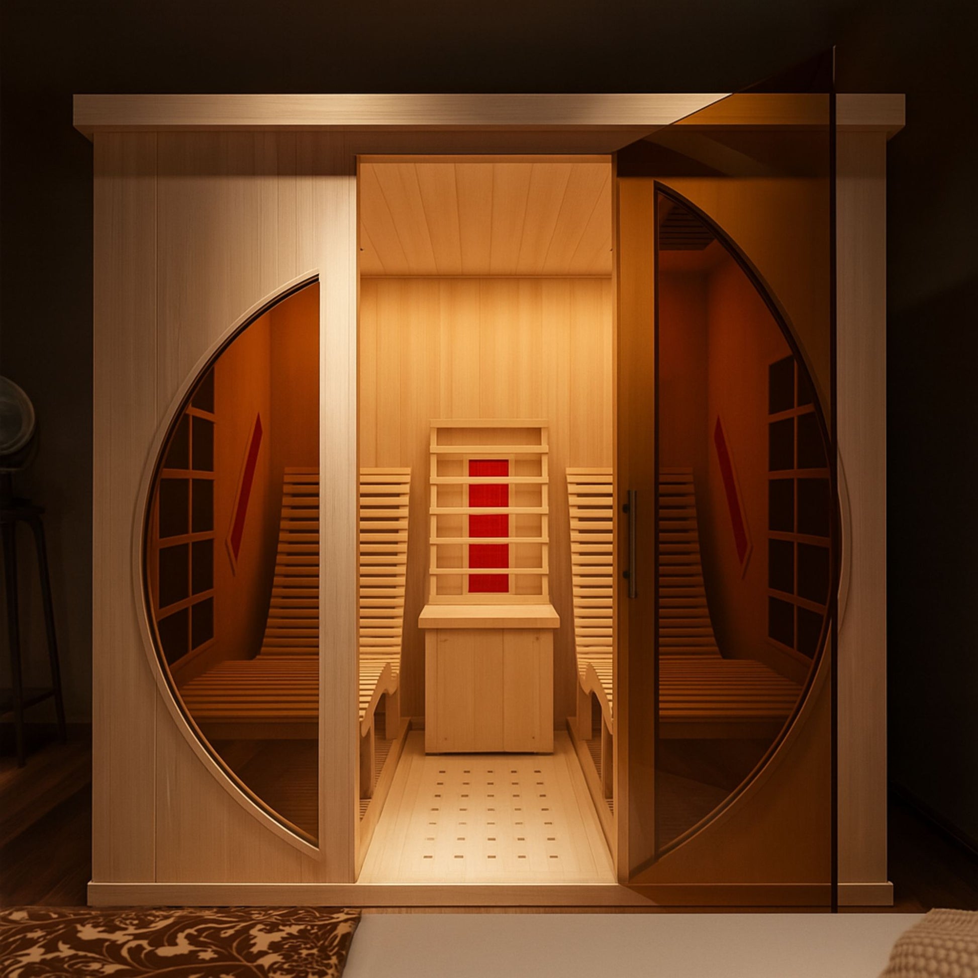 Luxury Two-Person Far Infrared Sauna with Lounge Chairs